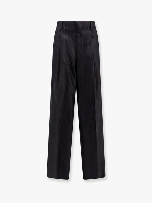 Ebony pinstripe viscose and linen trouser