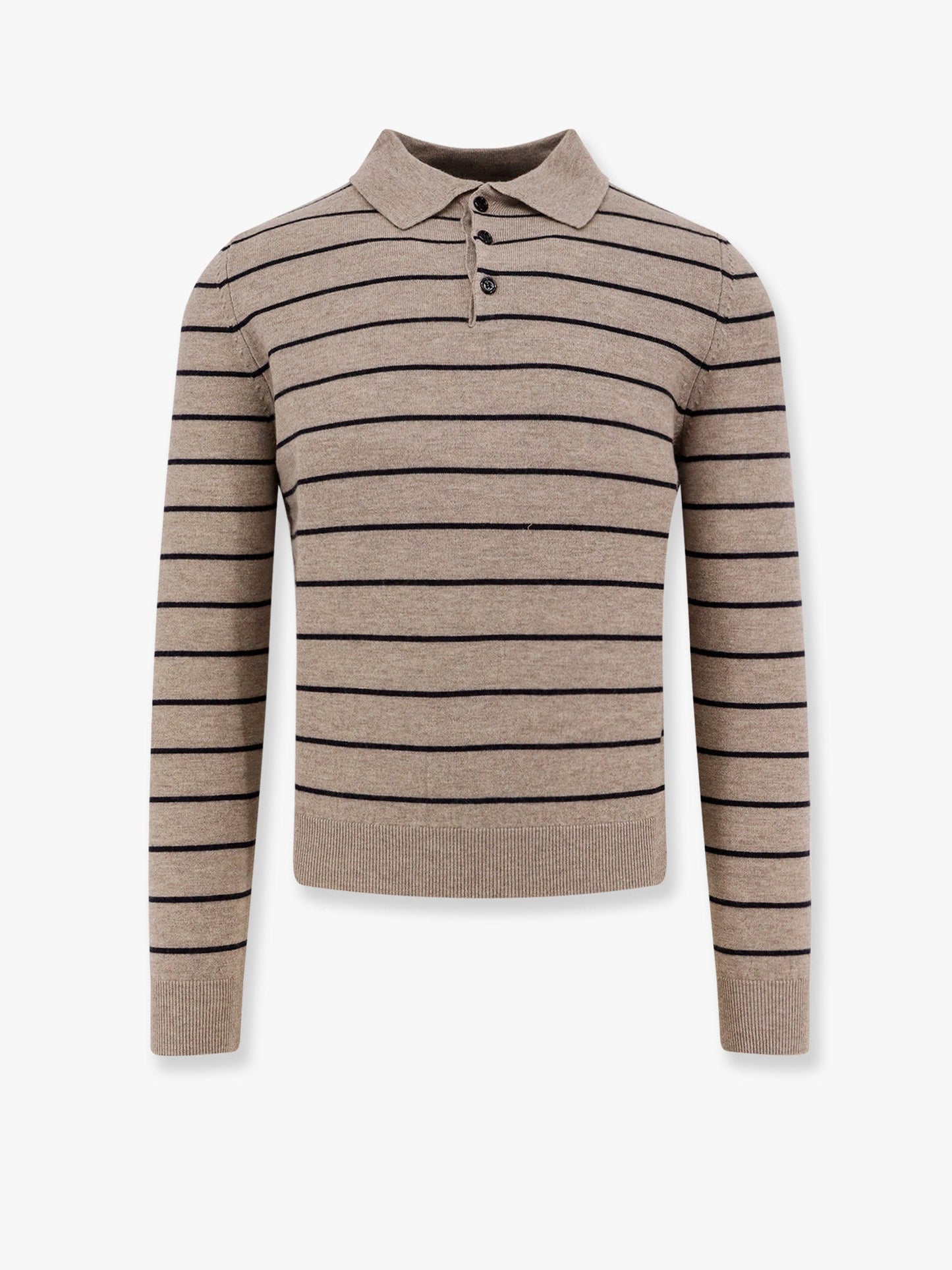 Super fine merino wool striped polo shirt