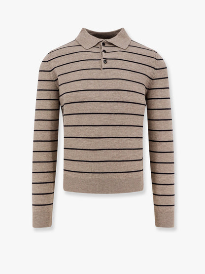Super fine merino wool striped polo shirt thumbnail