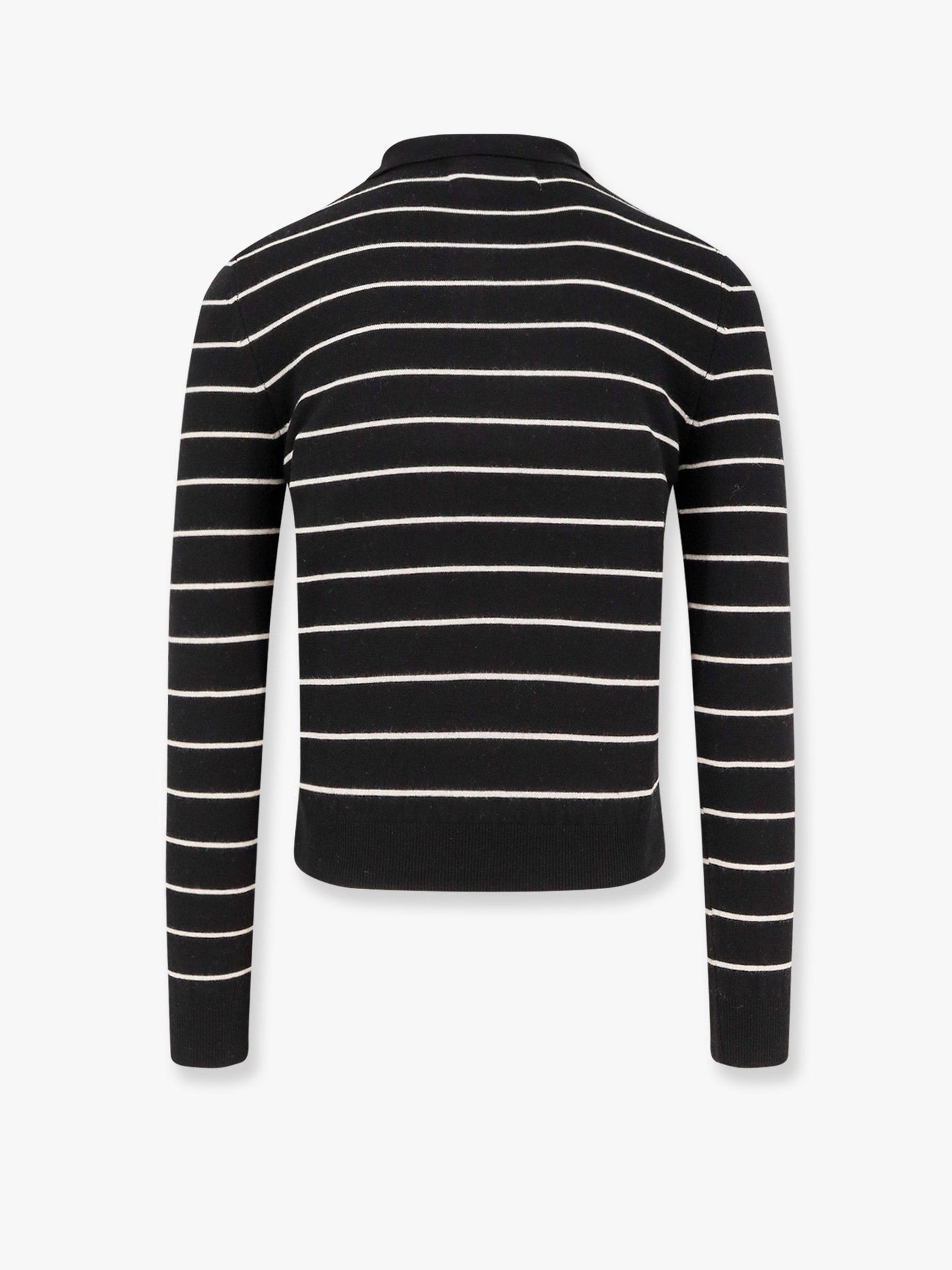 Super fine merino wool striped polo shirt