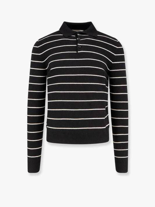 Super fine merino wool striped polo shirt