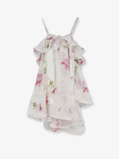 Satin mini dress with flounces thumbnail