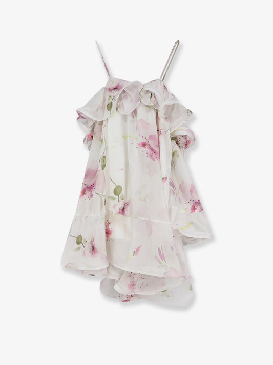 Vestito mini in satin con balze