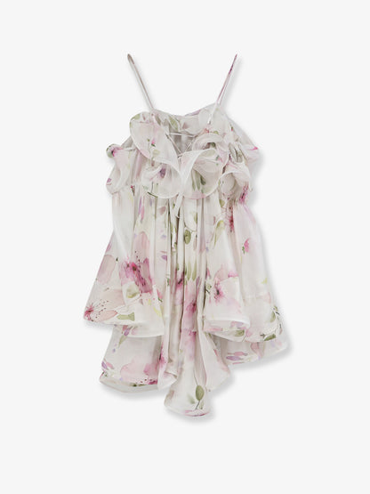 Satin mini dress with flounces thumbnail