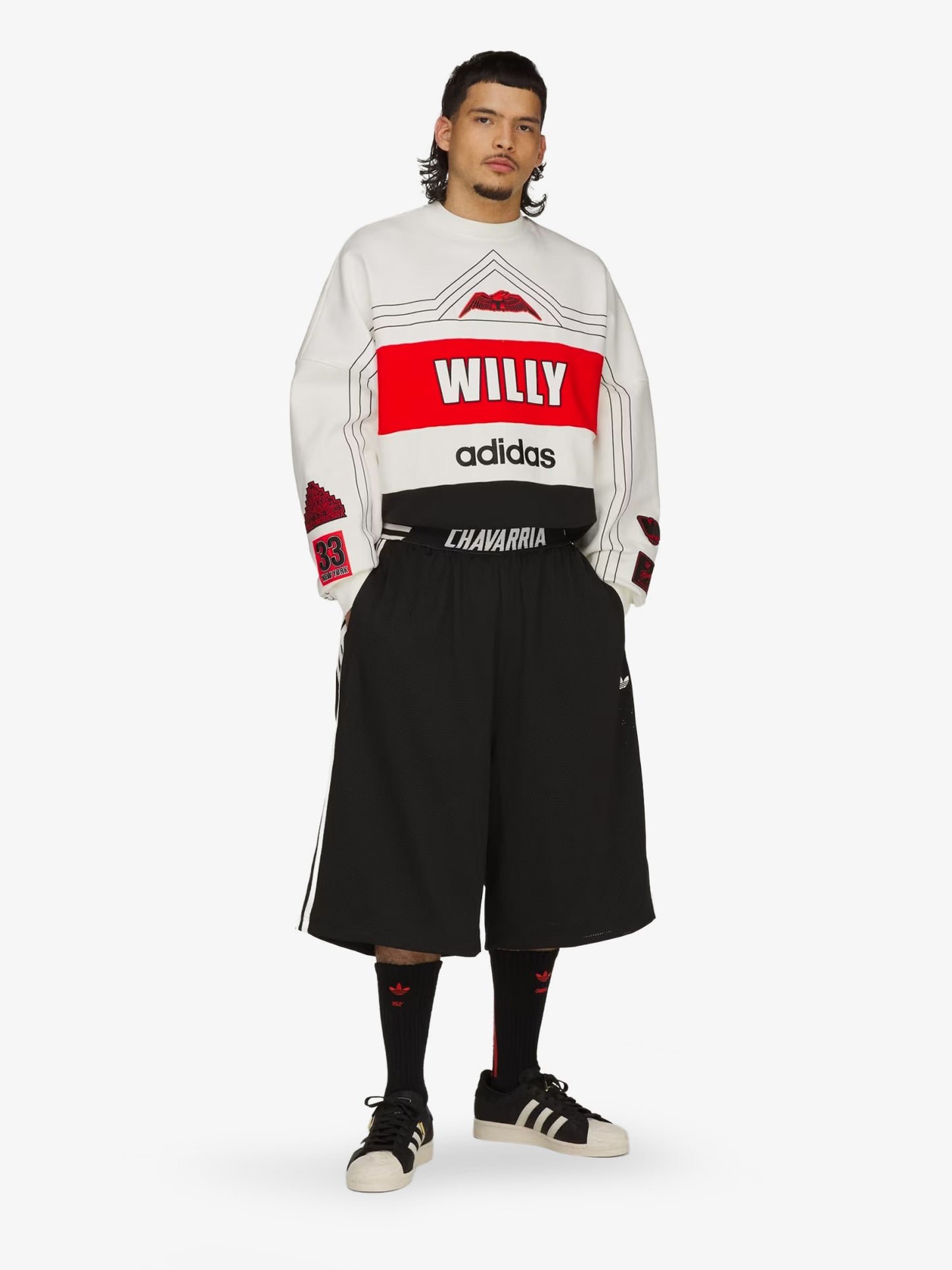 Recycled nylon Bermuda shorts with printed logo on the front