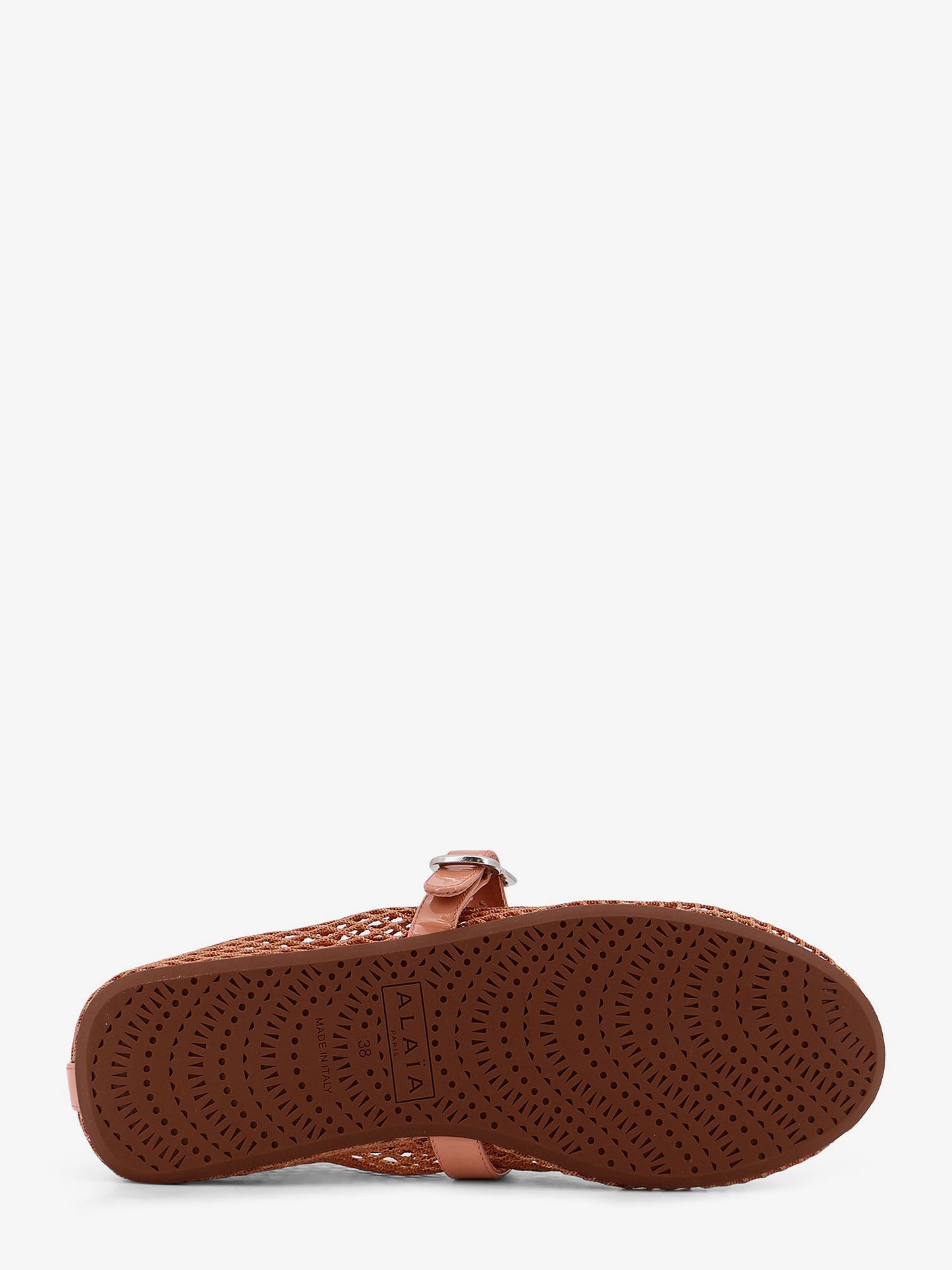 Fishnet ballet flats with leather profiles