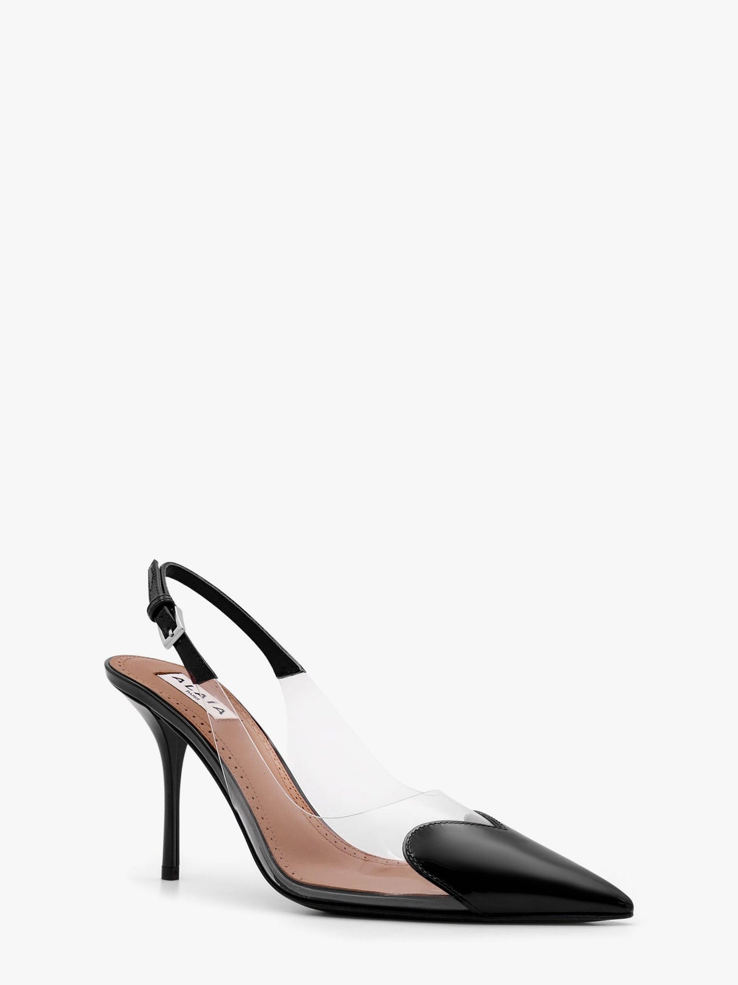 Le Coeur PVC and leather slingback décolleté