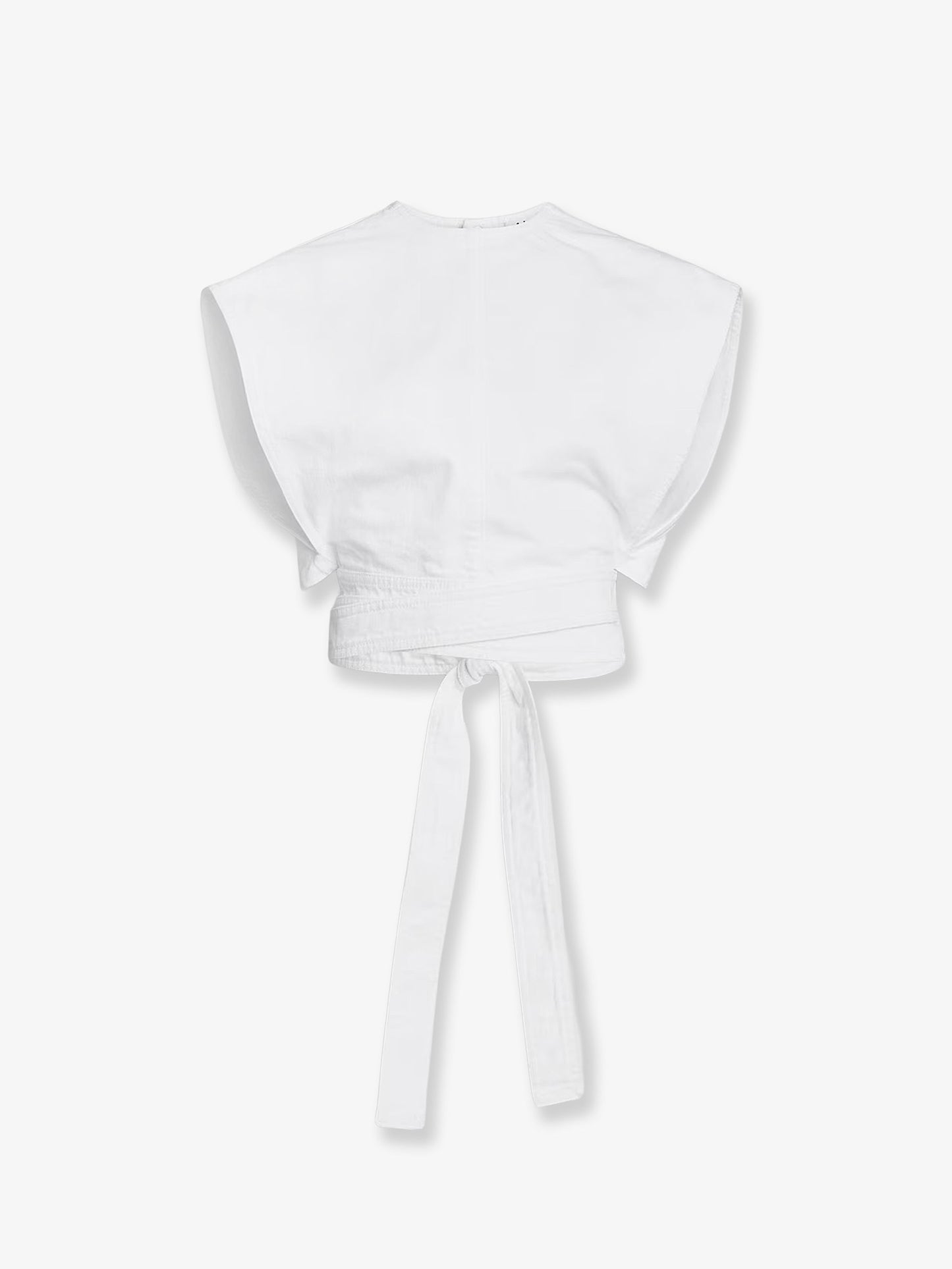 Cotton crop fit Belted top