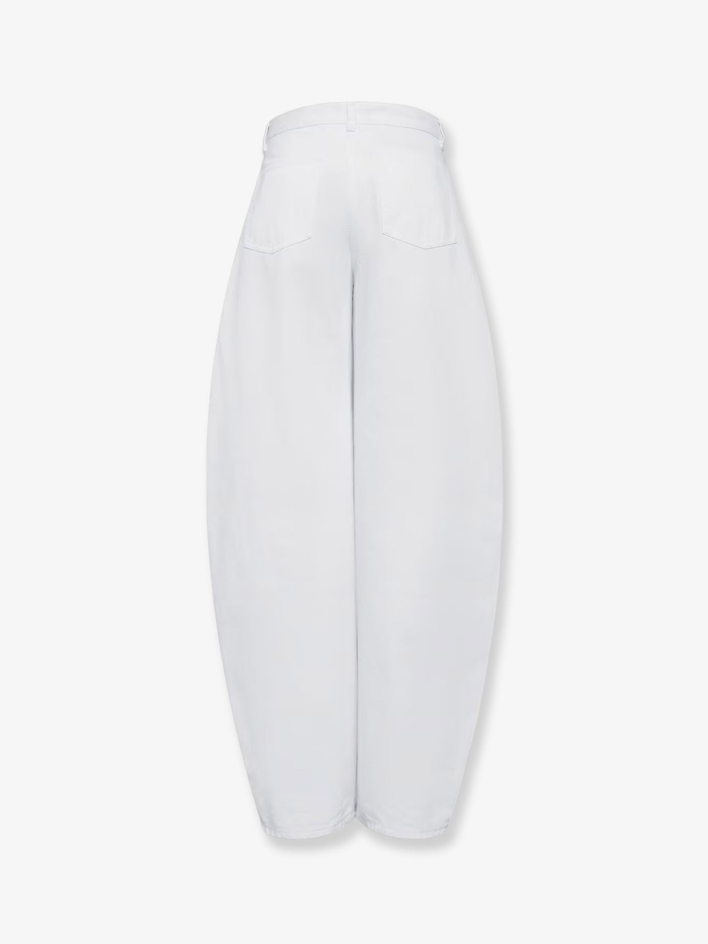 Curved denim trousers