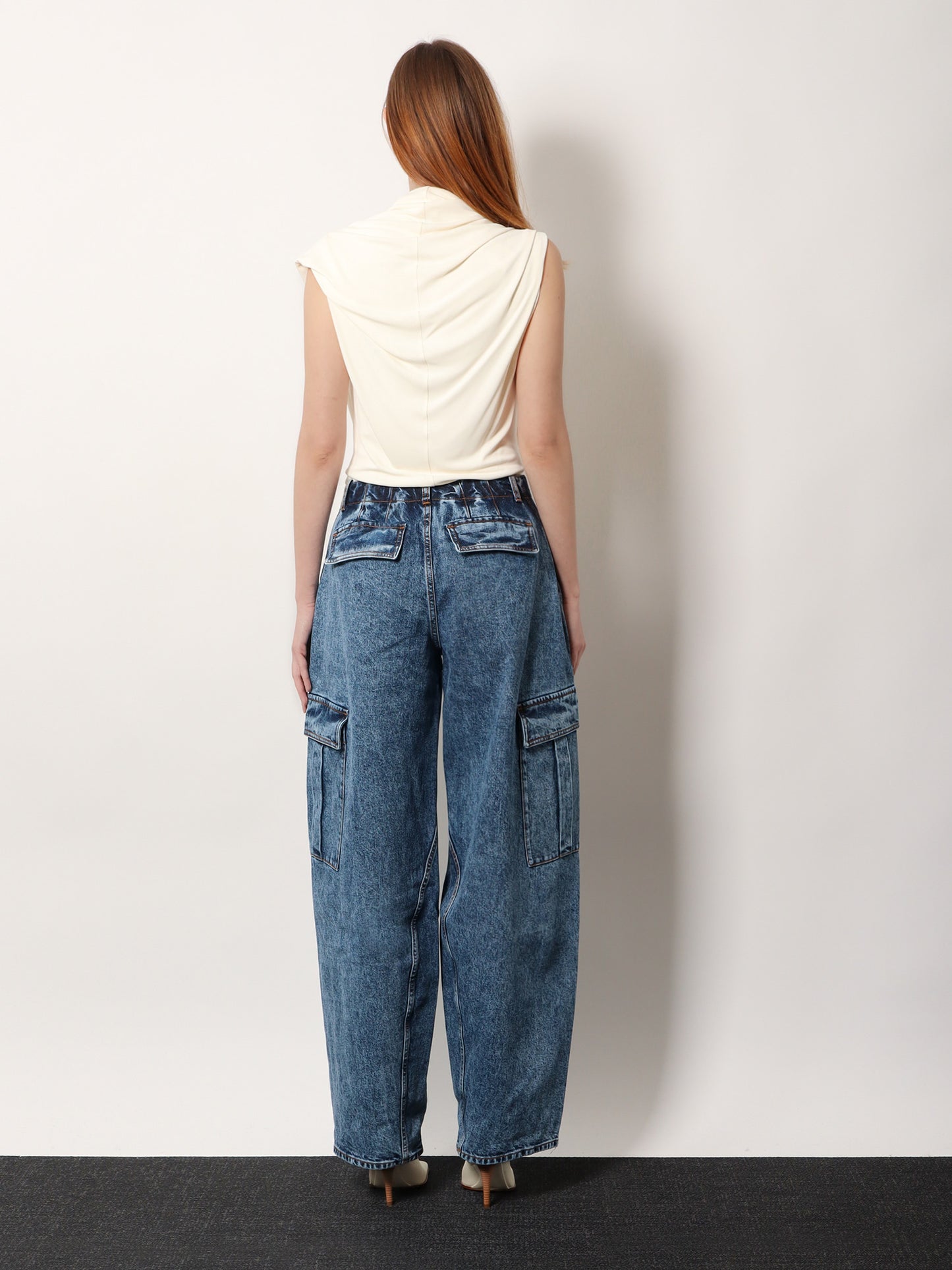 Blue denim cargo jeans