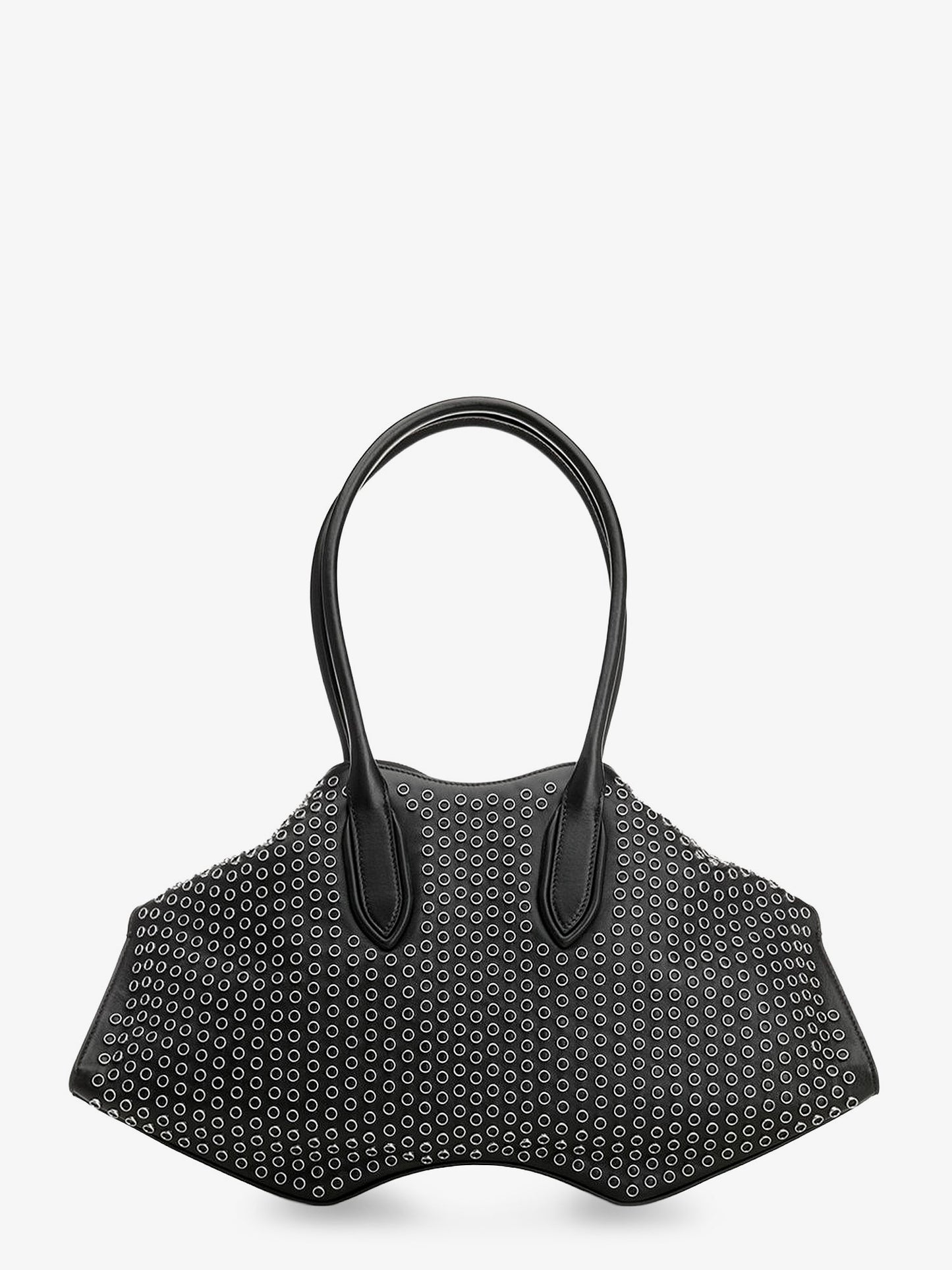 Manta leather shoulder bag with all-over metal details