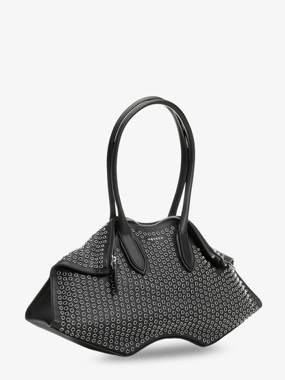 Manta leather shoulder bag with all-over metal details thumbnail