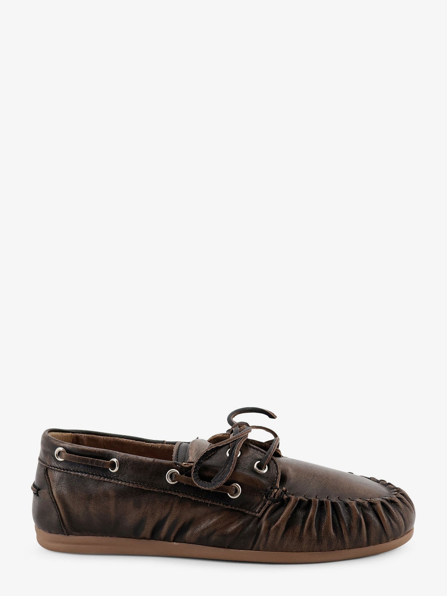 Used-effect leather loafers