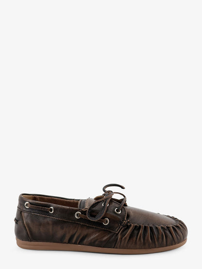Used-effect leather loafers thumbnail