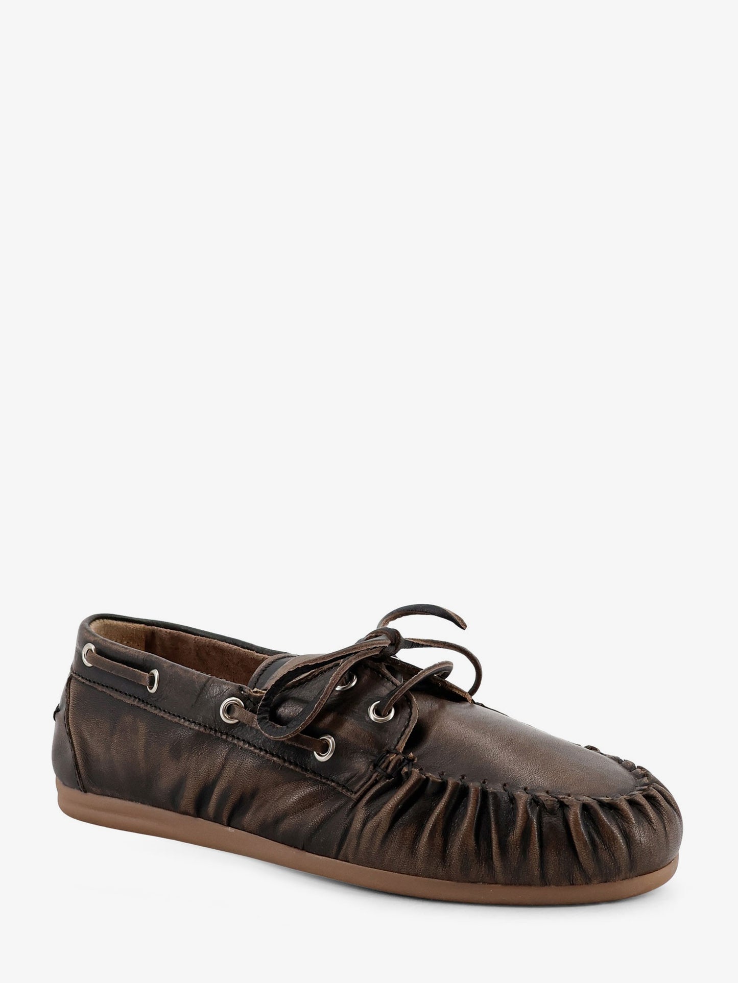 Used-effect leather loafers