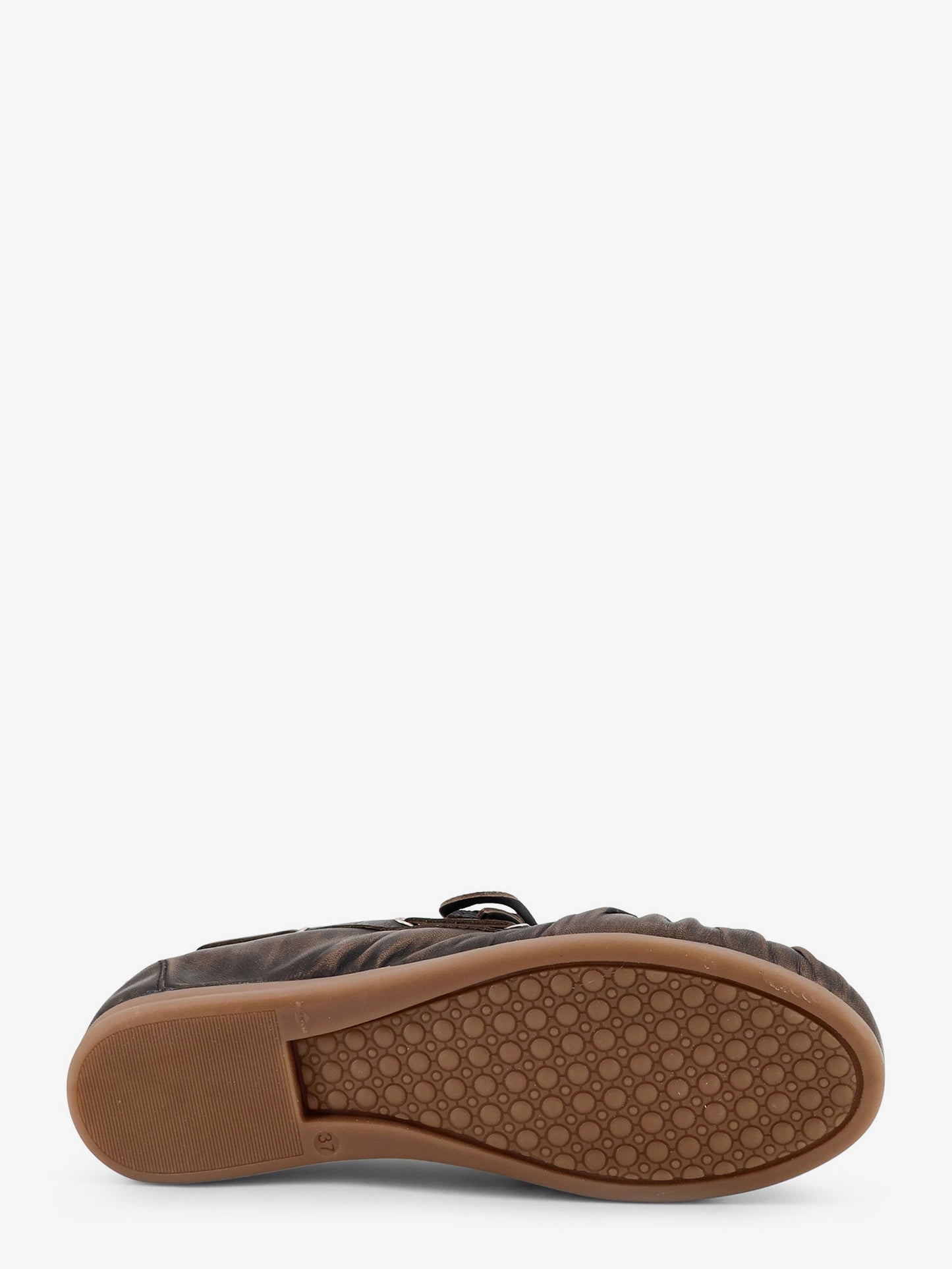 Used-effect leather loafers