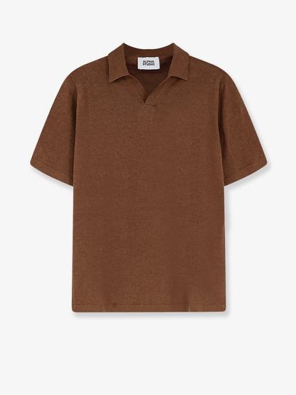 Linen and cotton blend polo shirt thumbnail