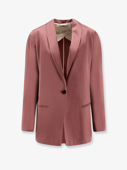 Single-breasted satin blazer thumbnail