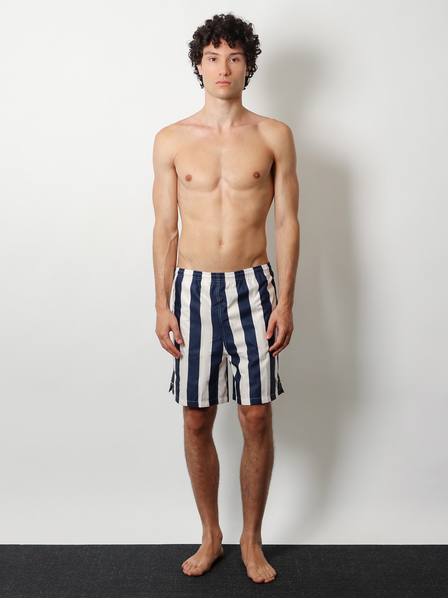 Nylon swim shorts with striped pattern