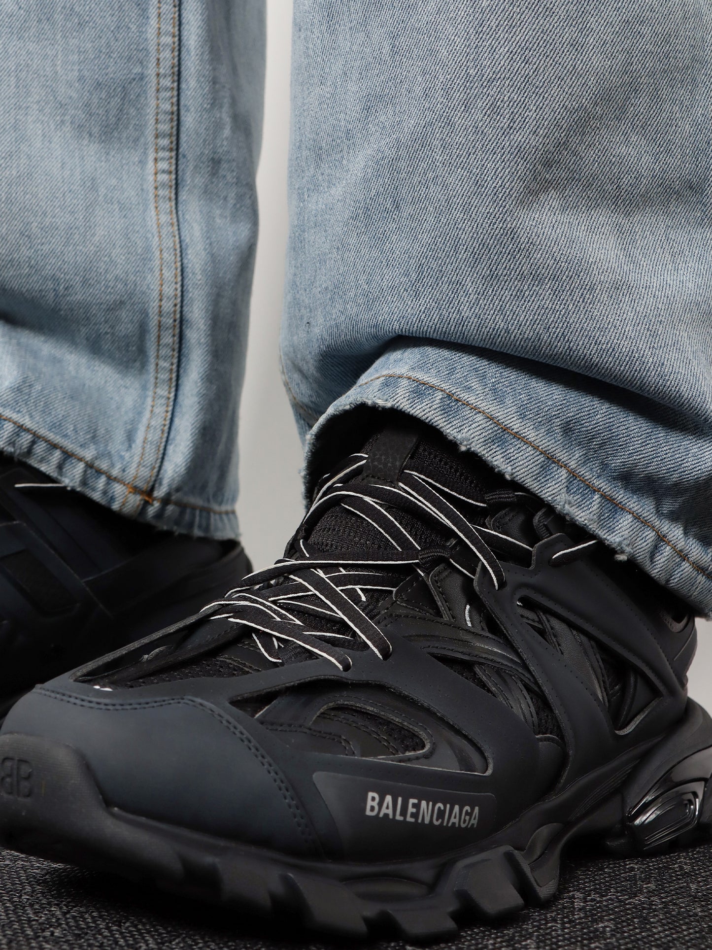 Track nylon and mesh sneakers