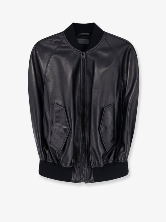 Bomber smanicato in pelle 