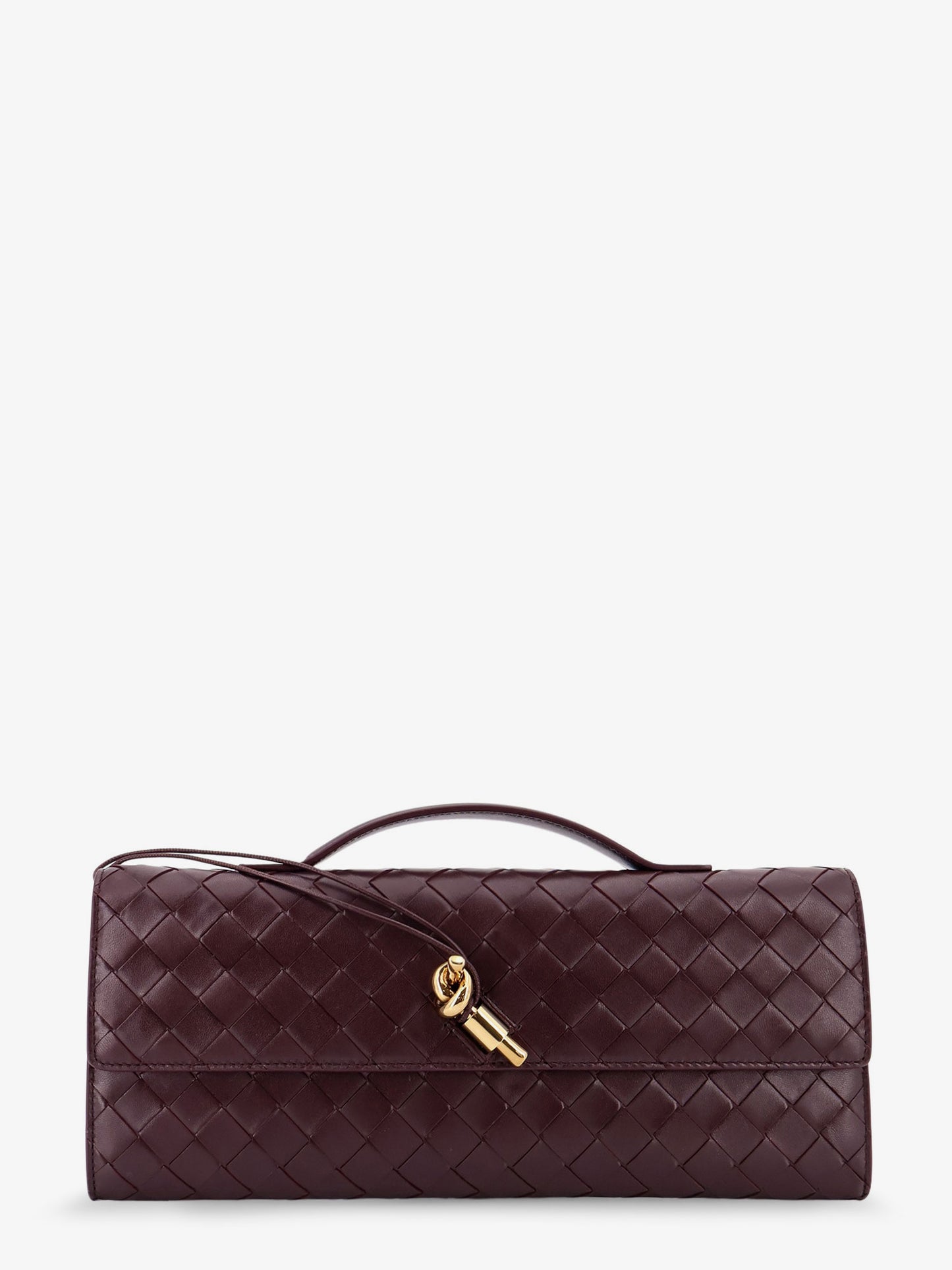 Andiamo leather clutch with woven pattern