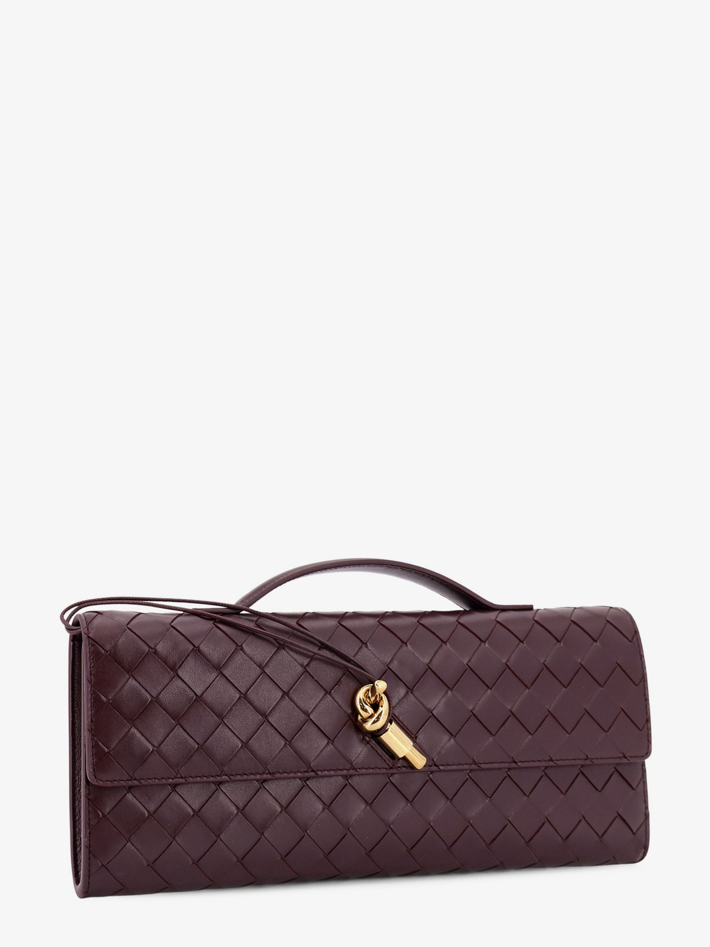 Andiamo leather clutch with woven pattern