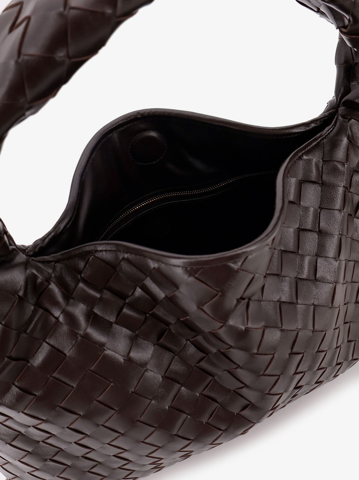 Hop leather shoulder bag with woven effect