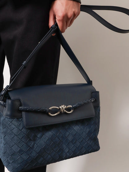 Andiamo Messenger suede crossbody bag with Intrecciato motif thumbnail