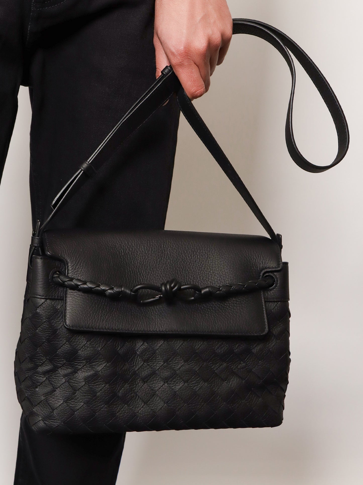 Borsa a tracolla Andiamo in pelle con motivo Intrecciato
