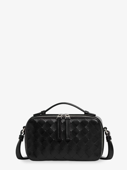 Leather clutch bag with Intrecciato motif