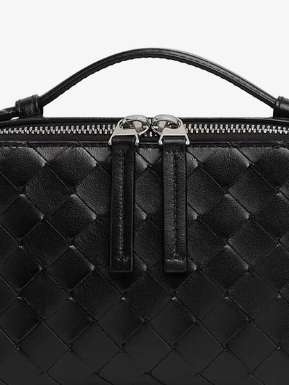 Leather clutch bag with Intrecciato motif thumbnail