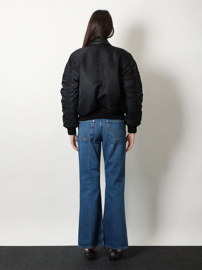 Nylon jacket with Intrecciato leather collar thumbnail