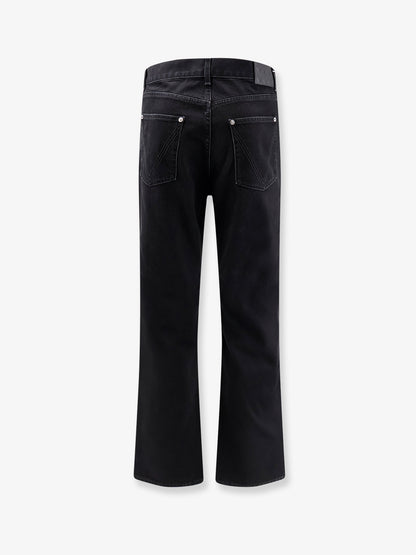 Black denim trousers with back leather patch thumbnail