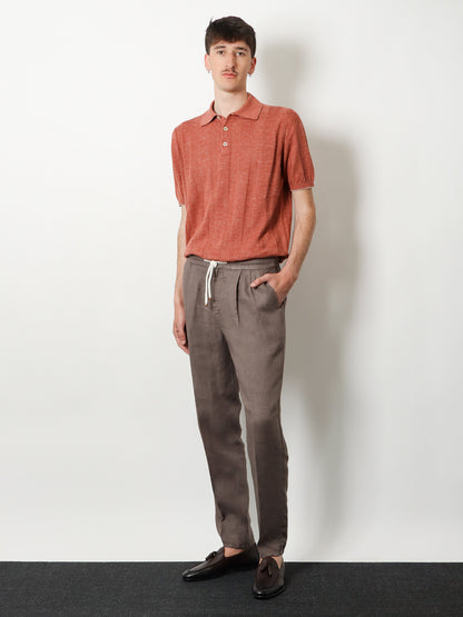 Linen and cotton blend polo shirt thumbnail