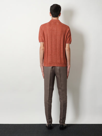 Linen and cotton blend polo shirt thumbnail