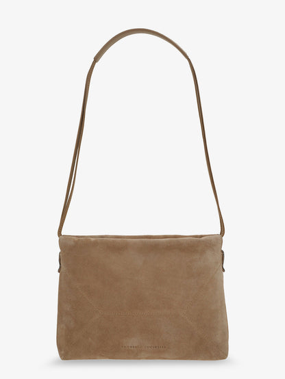 Suede shoulder bag with logo on the front thumbnail