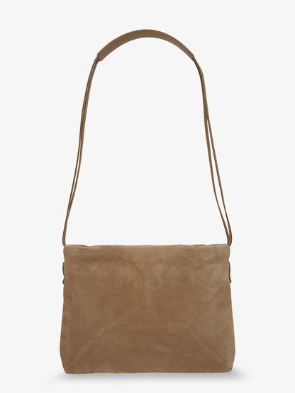 Suede shoulder bag with logo on the front thumbnail