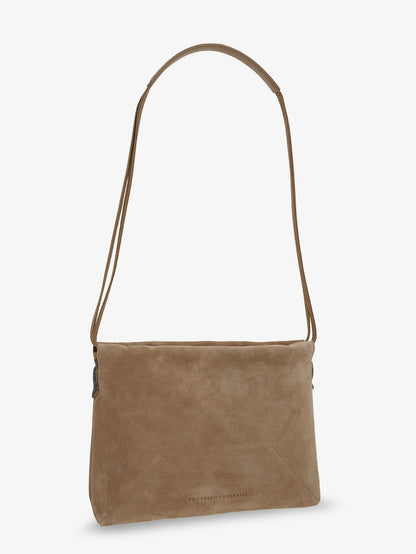 Suede shoulder bag with logo on the front thumbnail