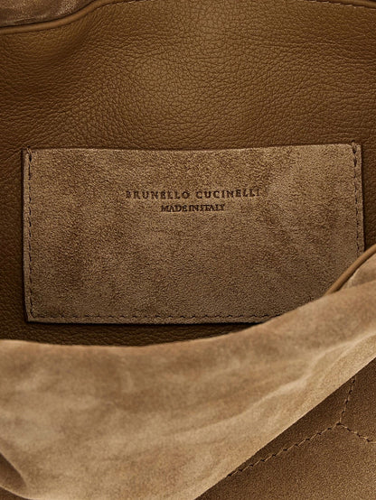 Suede shoulder bag with logo on the front thumbnail