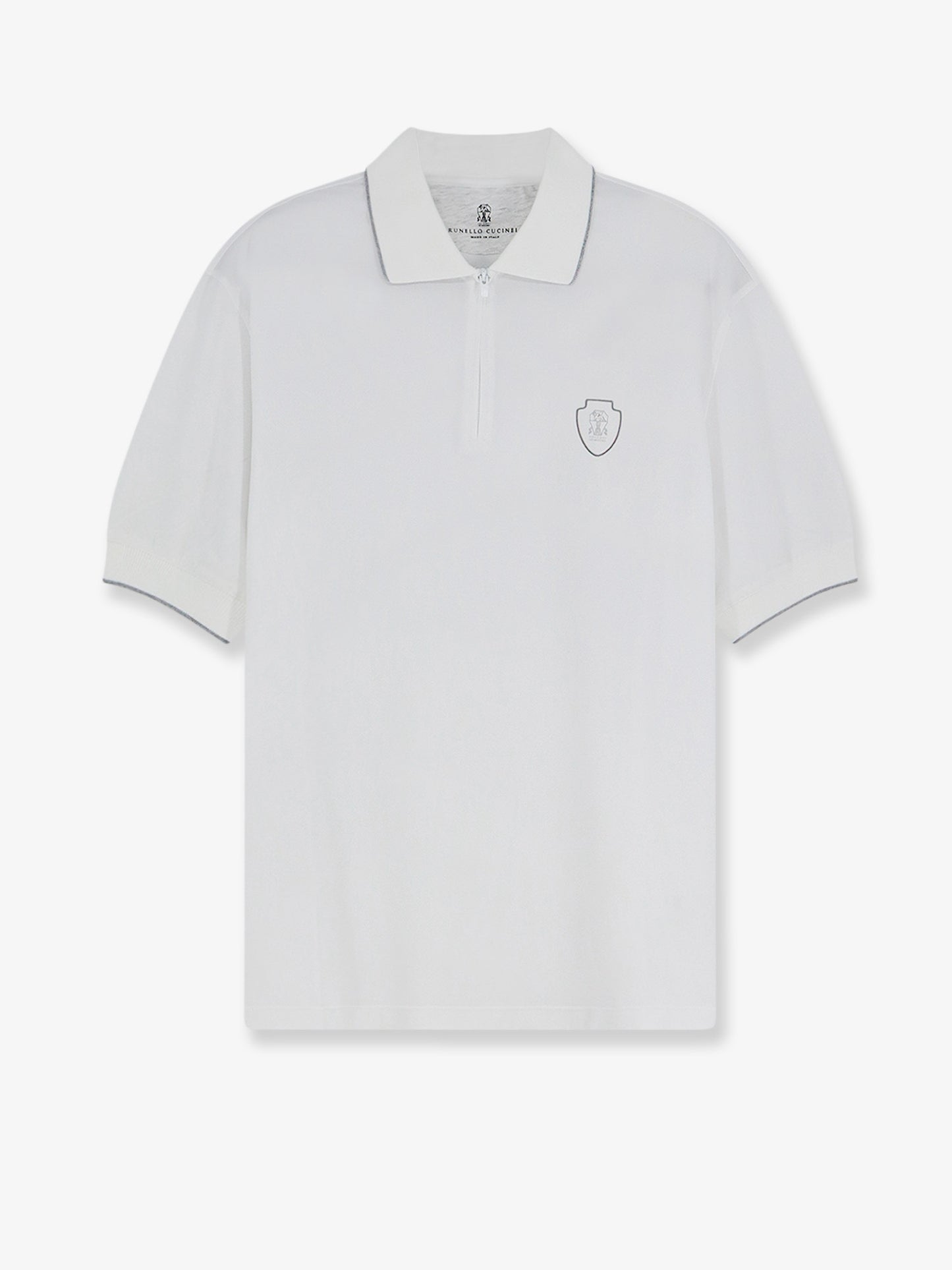 Technical fabric polo shirt with embroidered logo on the front