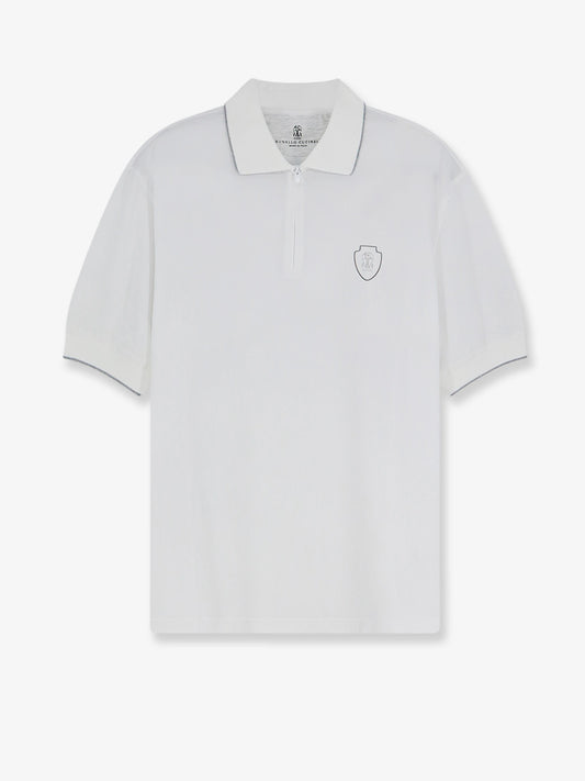 Technical fabric polo shirt with embroidered logo on the front