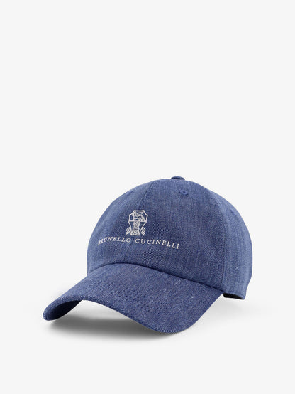 Linen and virgin wool blend hat with embroidered logo on the front thumbnail