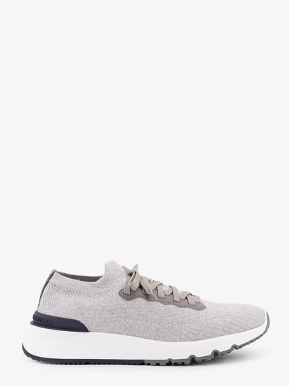 Low-top cotton knit and leather sneakers thumbnail
