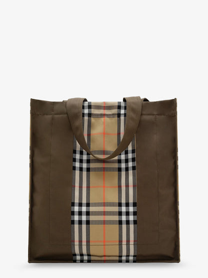 Tote Trench Check canvas shoulder bag with suede logo label on the front thumbnail