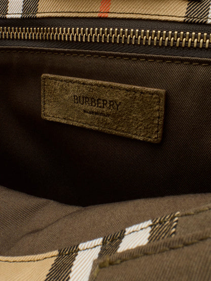 Tote Trench Check canvas shoulder bag with suede logo label on the front thumbnail