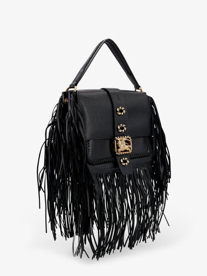 Rider leather shoulder bag with fringed edges thumbnail