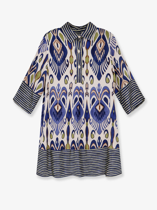 Multicolor viscose and rayon dress