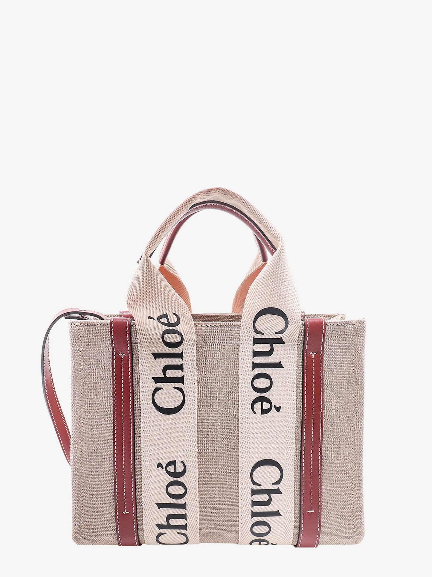 Woody linen and leather Tote Bag