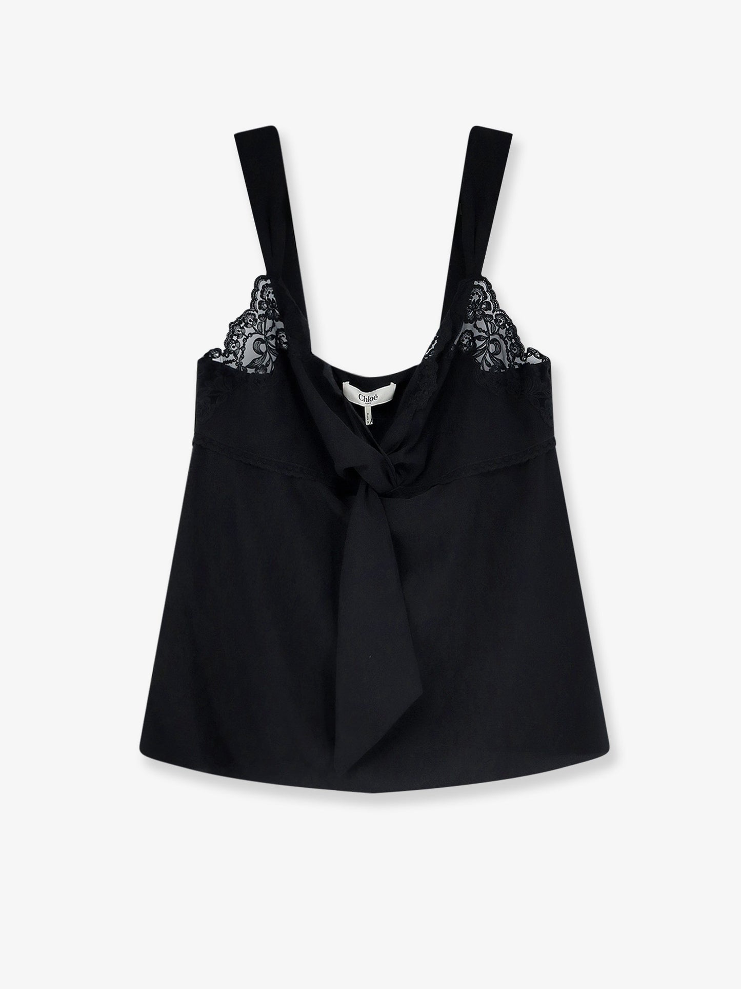 Silk top with lace profile